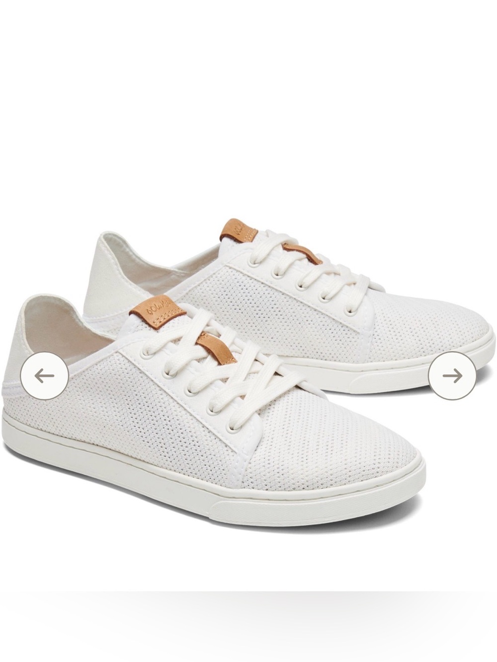 OluKai Women's 8.5W Pehuea Li Casual Sneakers Shoes Ivory White Slip On Lace Up